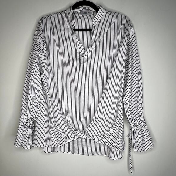 Harshman Striped Bell Sleeve Blouse Size Small - Picture 2 of 7